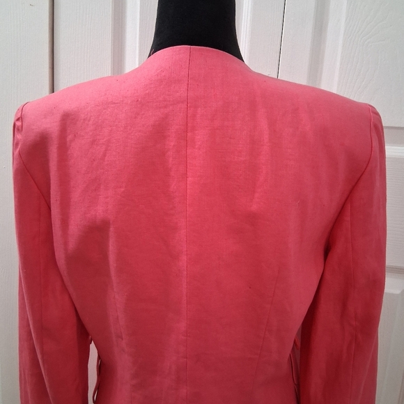 Albert Nipon Boutique Bright Pink 100% Linen Blazer  Size 8 - Picture 6 of 11